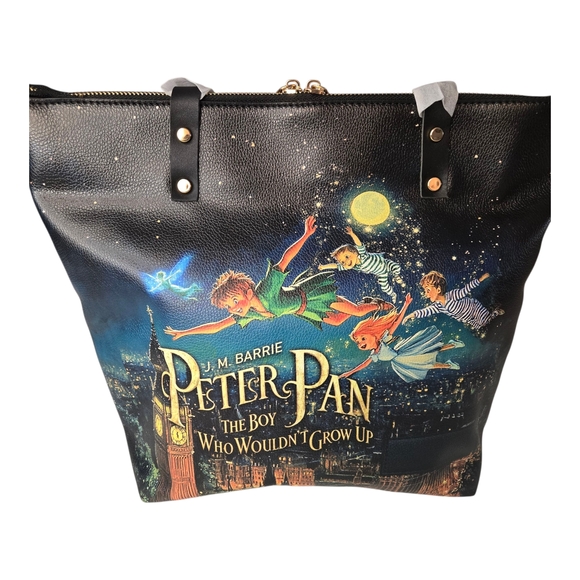 N/A Handbags - Peter Pan Themed Black Tote Bag New In Package 15" X 13" Faux Leather